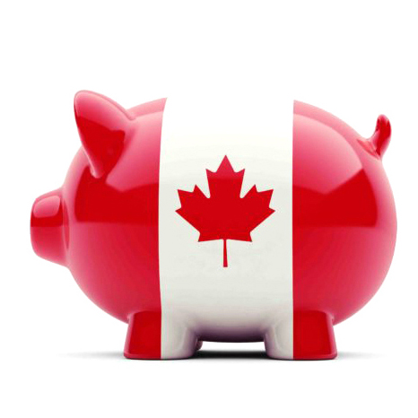 Canada Tax Concept Piggy bank with Canada flag